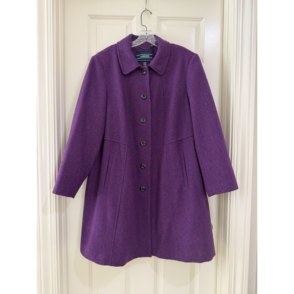 land end women purple wool coat size 20W